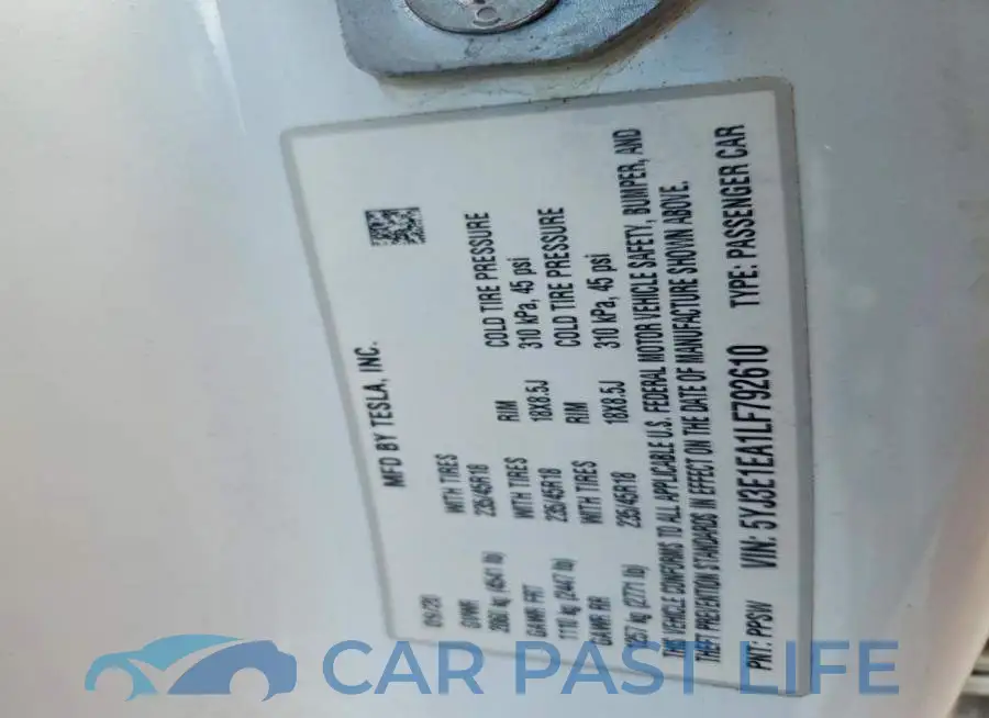 5YJ3E1EA1LF792610# 12