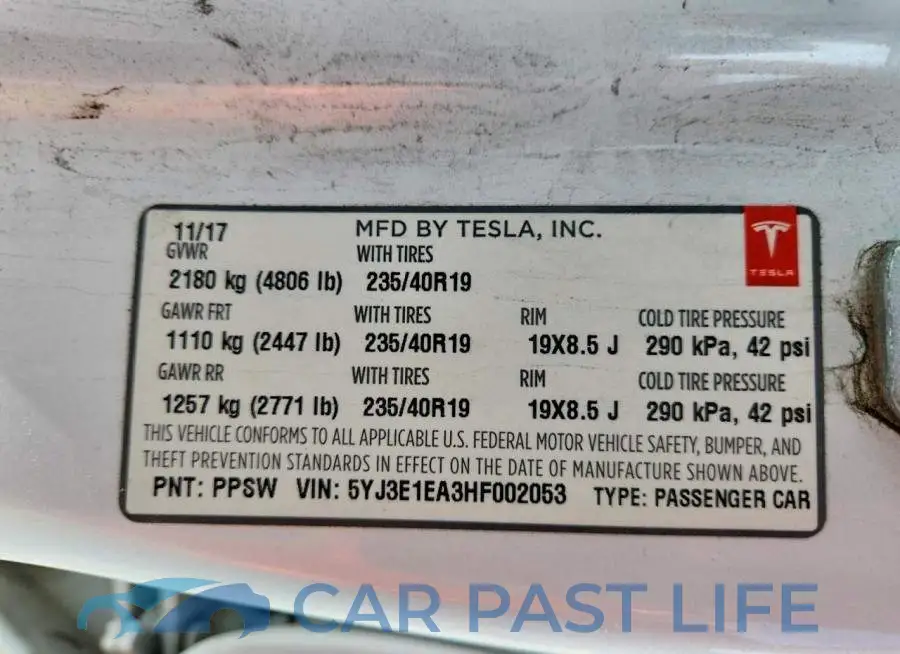 5YJ3E1EA3HF002053# 12