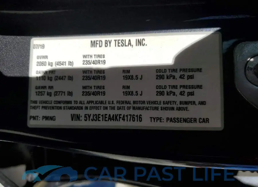 5YJ3E1EA4KF417616# 12