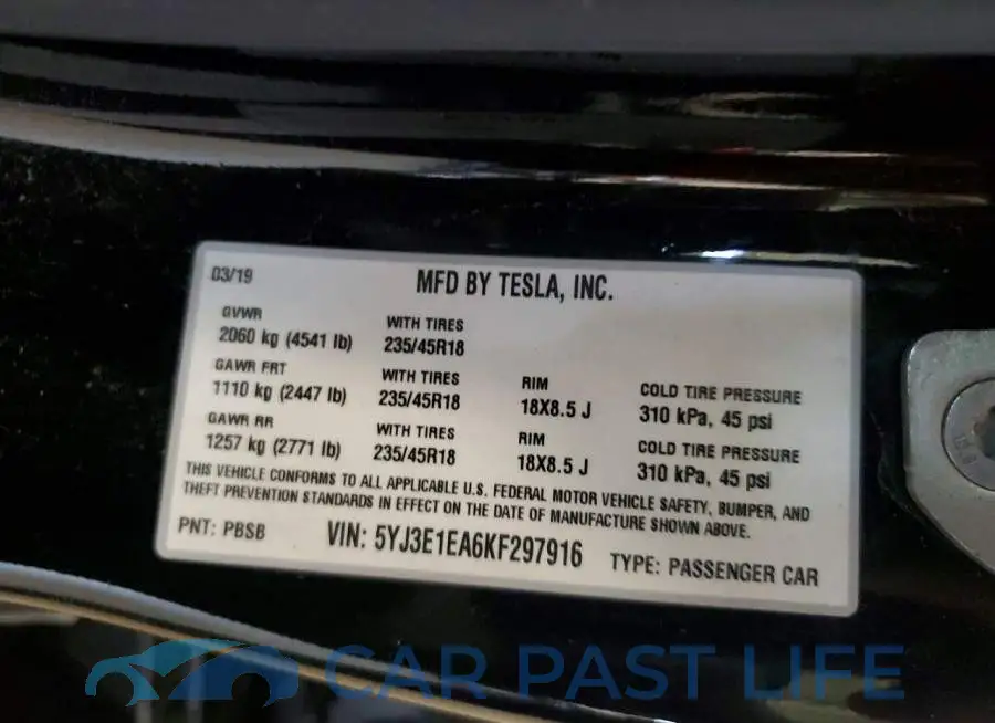 5YJ3E1EA6KF297916# 12