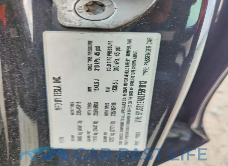 5YJ3E1EA8LF591013# 12