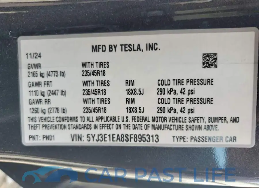 5YJ3E1EA8SF895313# 12