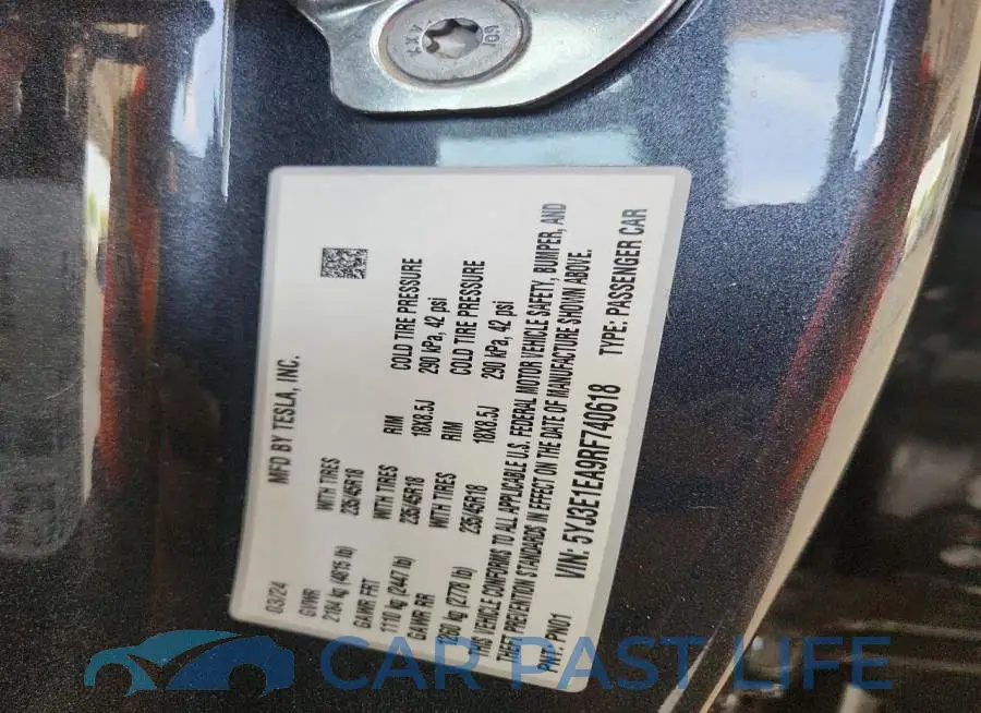 5YJ3E1EA9RF740618# 12