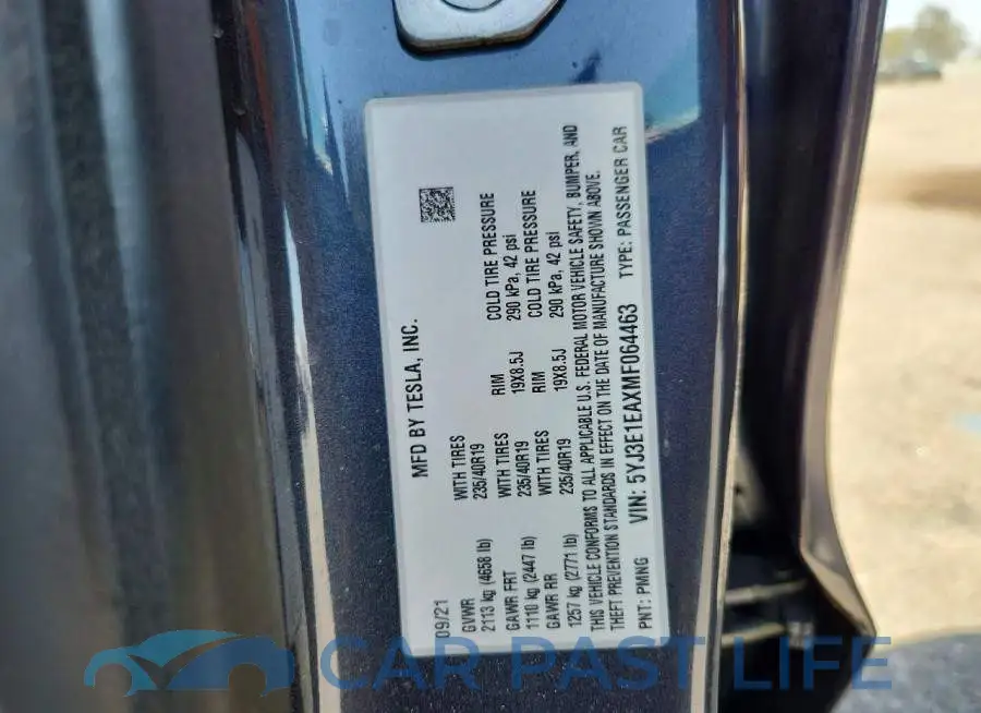 5YJ3E1EAXMF064463# 12