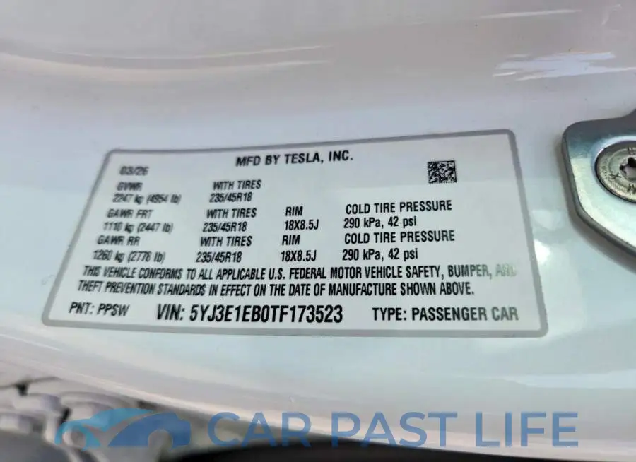 5YJ3E1EB0TF173523# 12