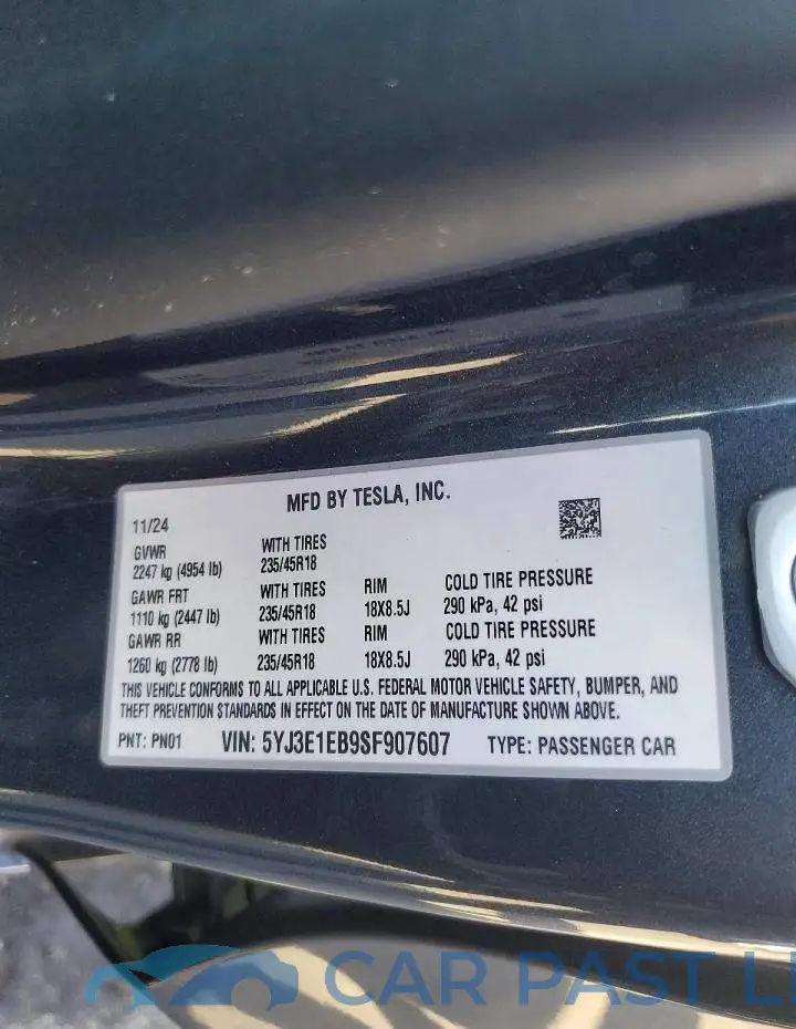 5YJ3E1EB9SF907607# 12