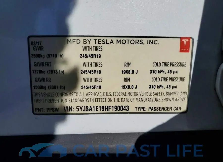 5YJSA1E18HF190043# 12
