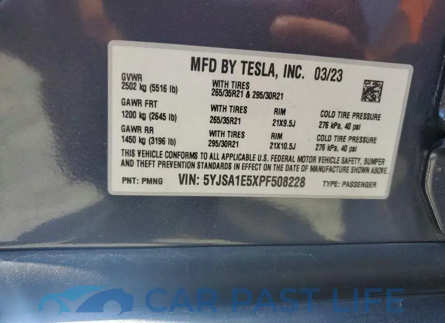 5YJSA1E5XPF508228# 12