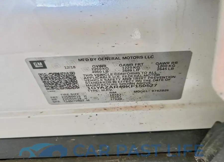 1GYAZAR49KF150527# 12