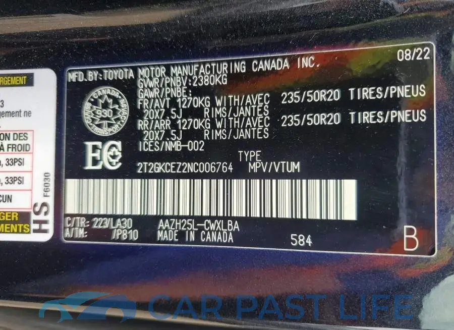 2T2GKCEZ2NC006764# 14