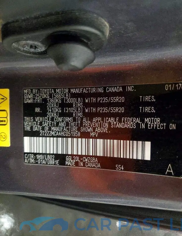 2T2ZZMCA4HC051958# 14