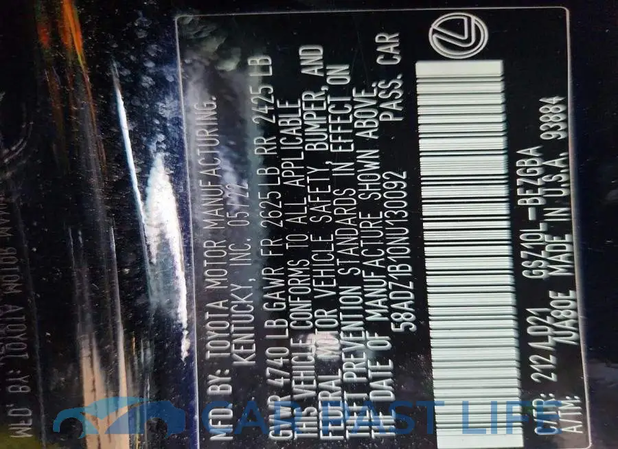 58ADZ1B10NU130092# 12