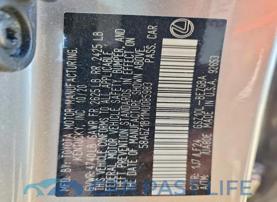 58AGZ1B11MU085983# 12