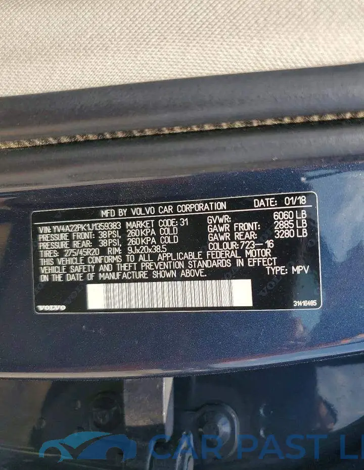 YV4A22PK1J1359383# 13