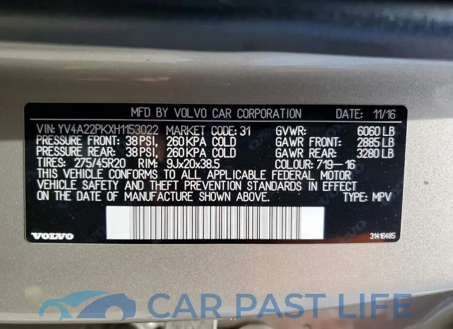 YV4A22PKXH1153022# 14