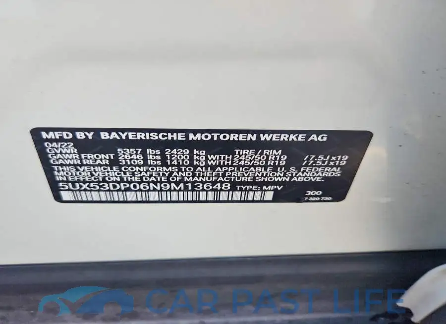 5UX53DP06N9M13648# 14