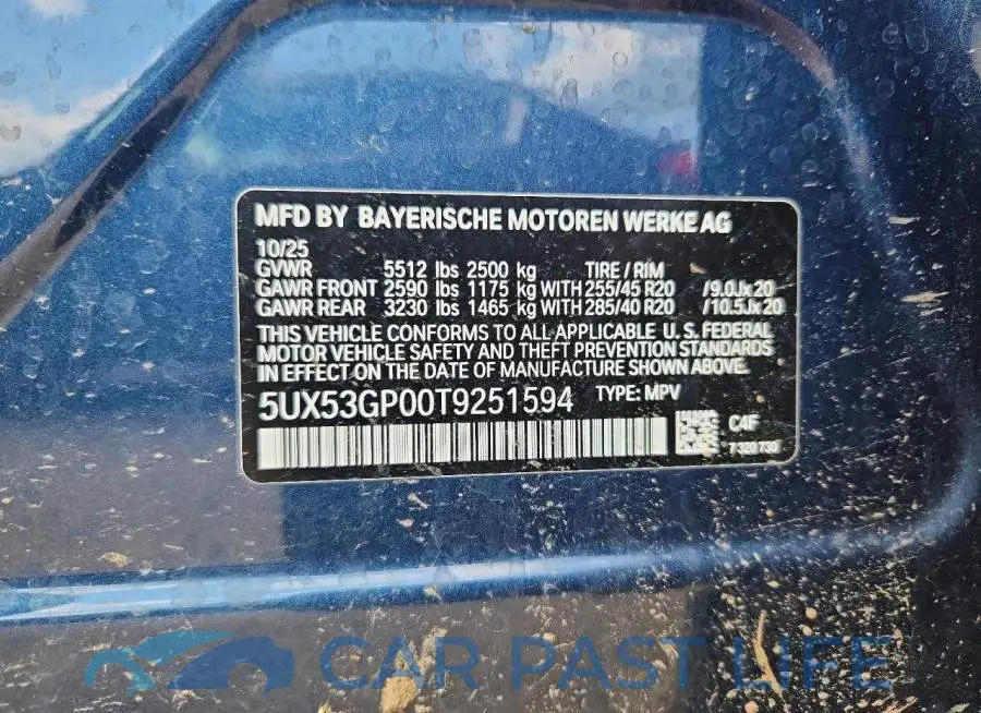 5UX53GP00T9251594# 12