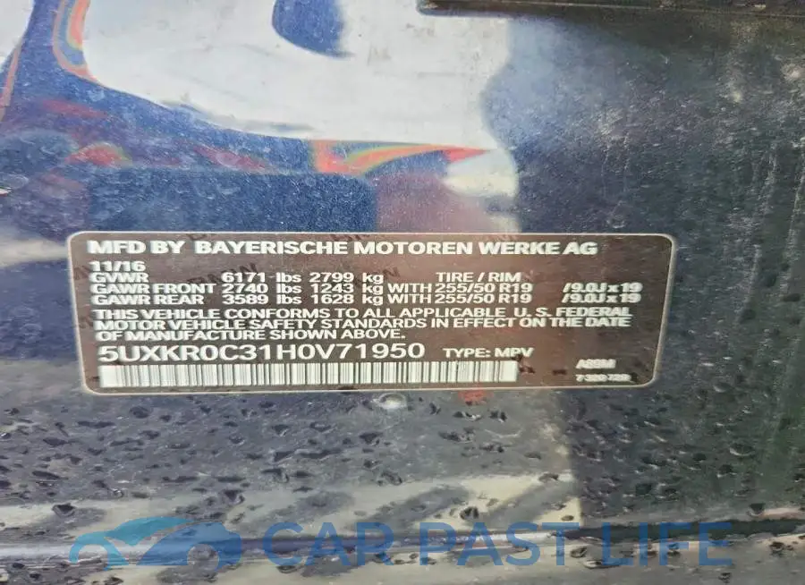 5UXKR0C31H0V71950# 13