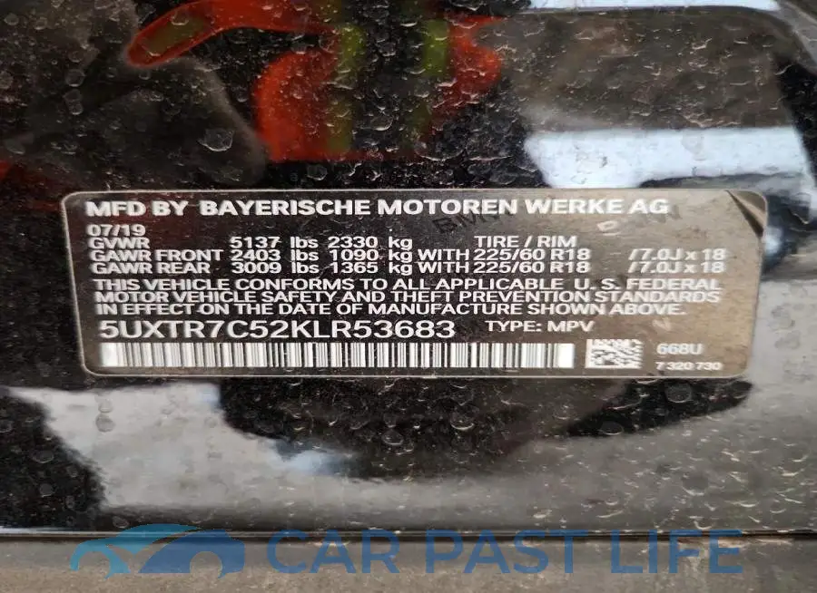 5UXTR7C52KLR53683# 12