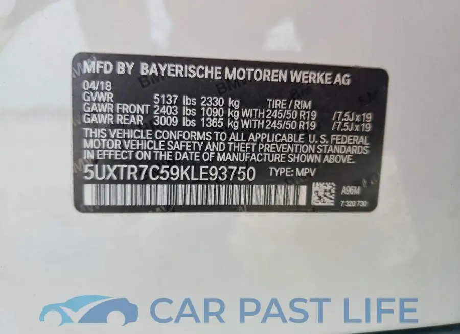 5UXTR7C59KLE93750# 13