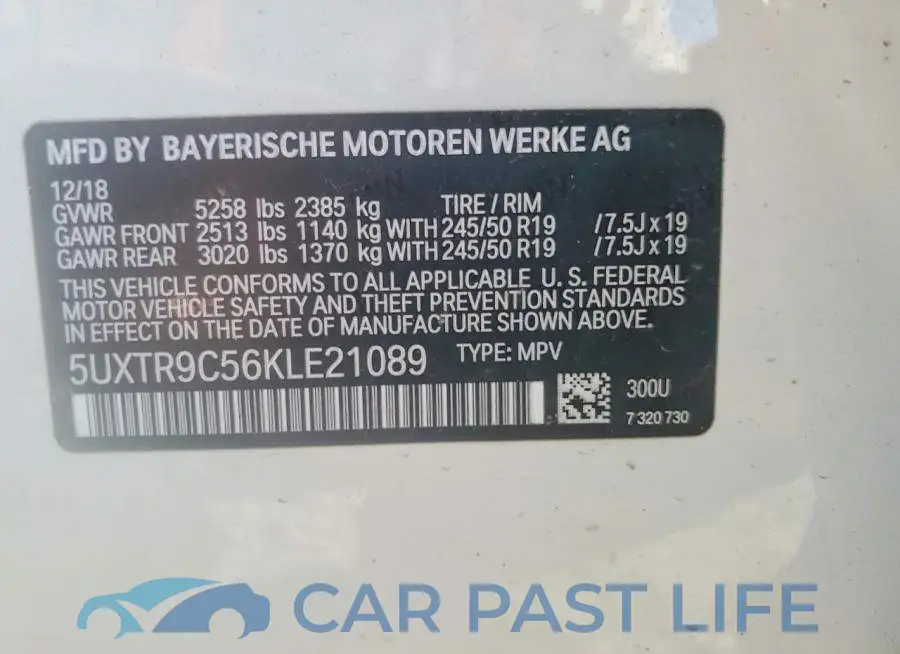5UXTR9C56KLE21089# 13