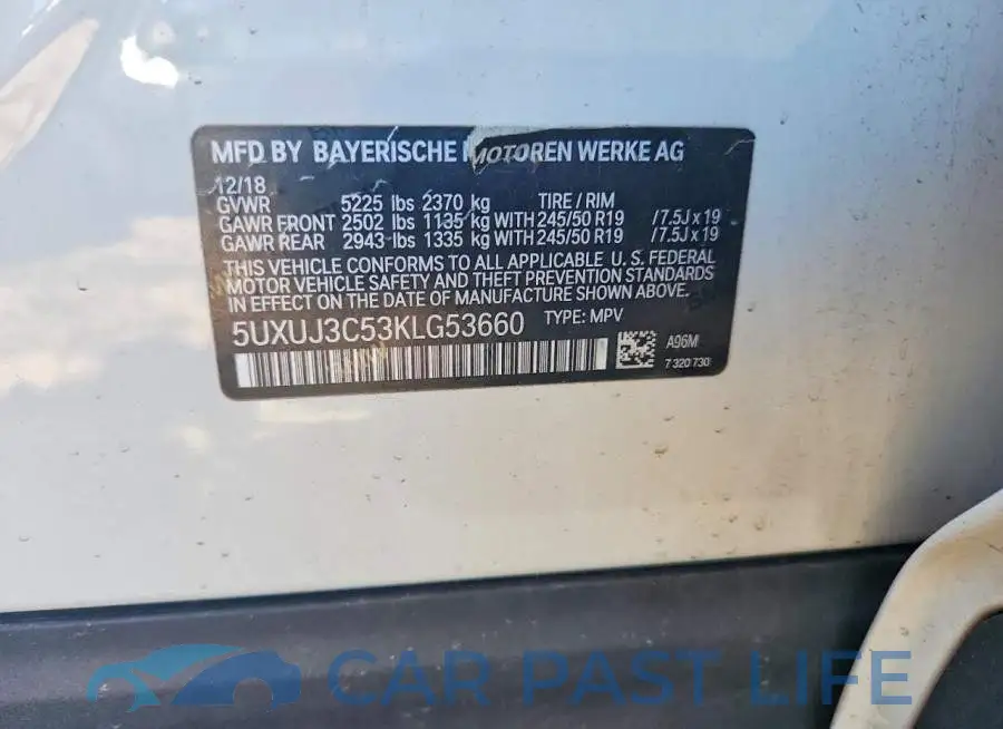 5UXUJ3C53KLG53660# 12