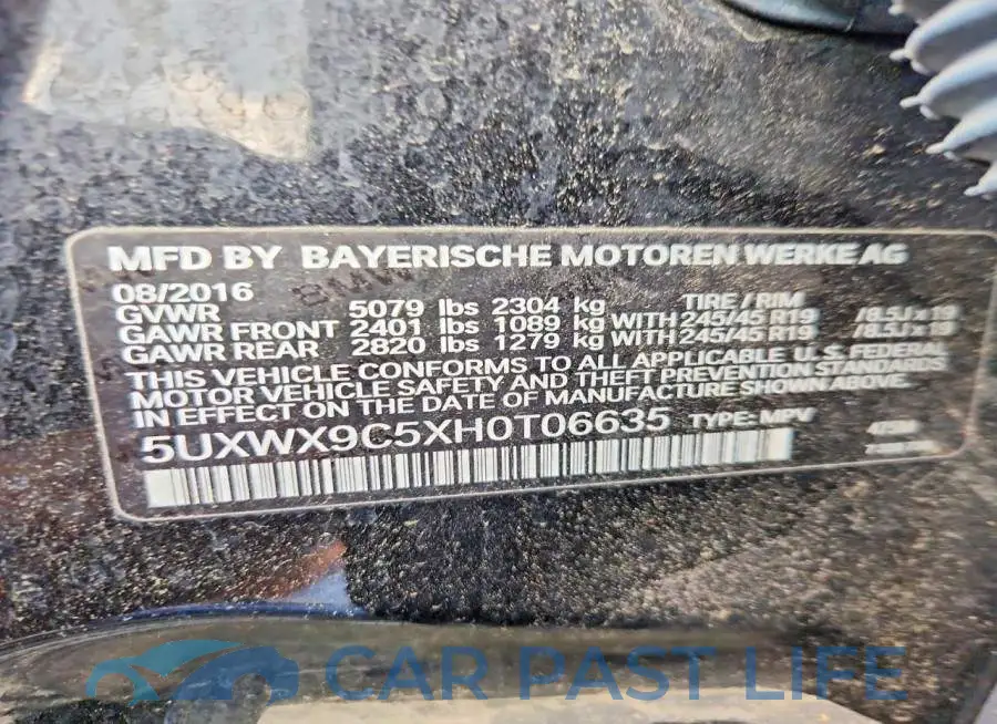 5UXWX9C5XH0T06635# 12