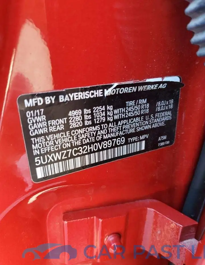 5UXWZ7C32H0V89769# 13