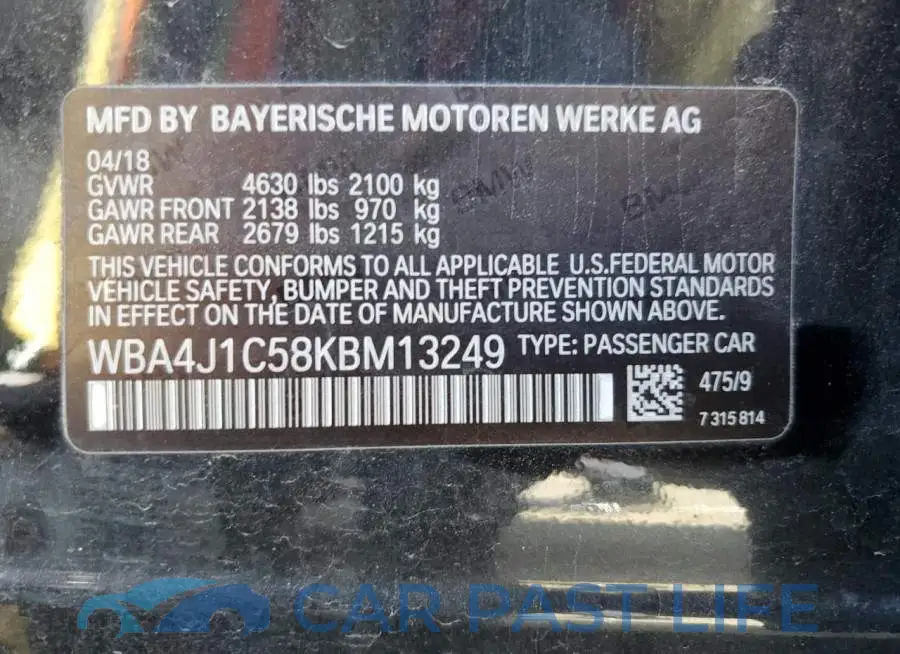 WBA4J1C58KBM13249# 12
