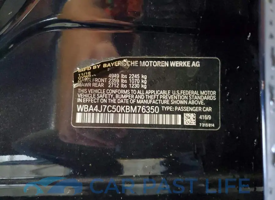 WBA4J7C50KBM76350# 13