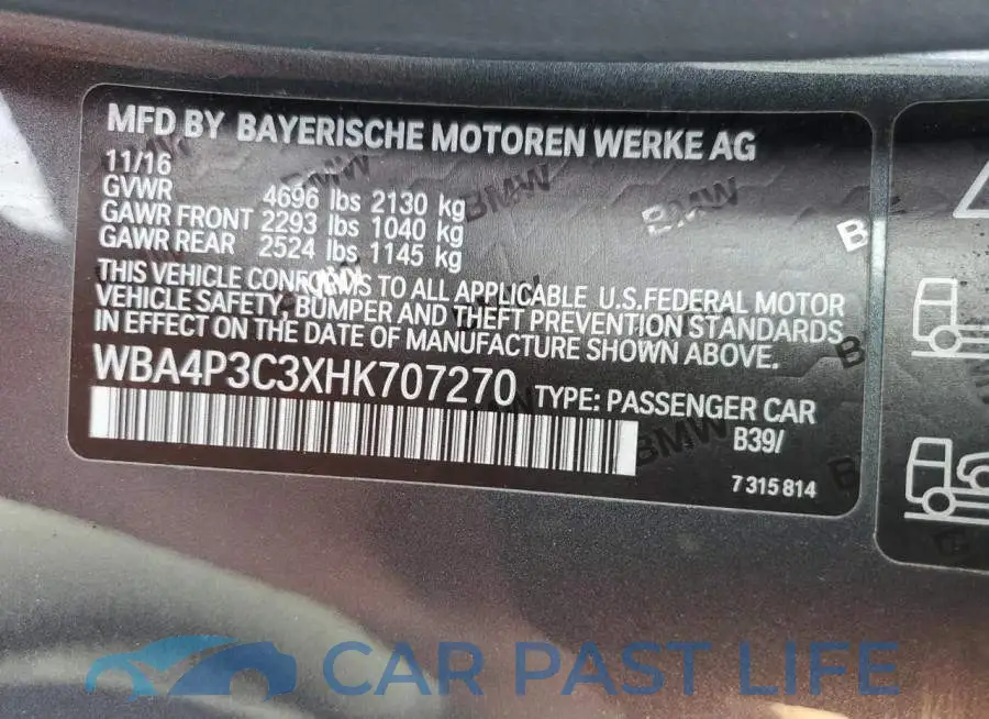 WBA4P3C3XHK707270# 12