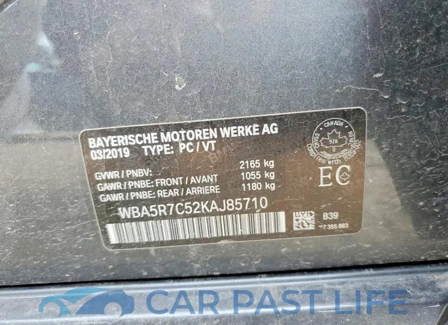 WBA5R7C52KAJ85710# 13