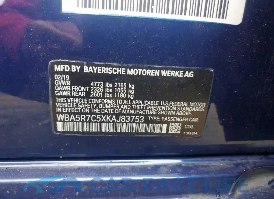 WBA5R7C5XKAJ83753# 12