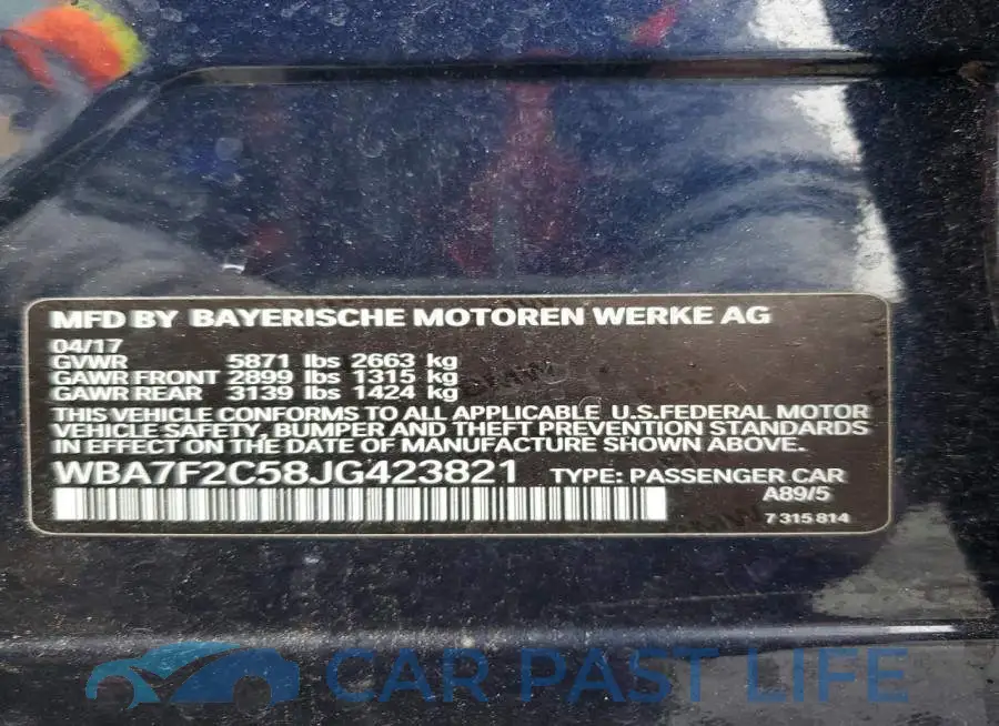 WBA7F2C58JG423821# 13