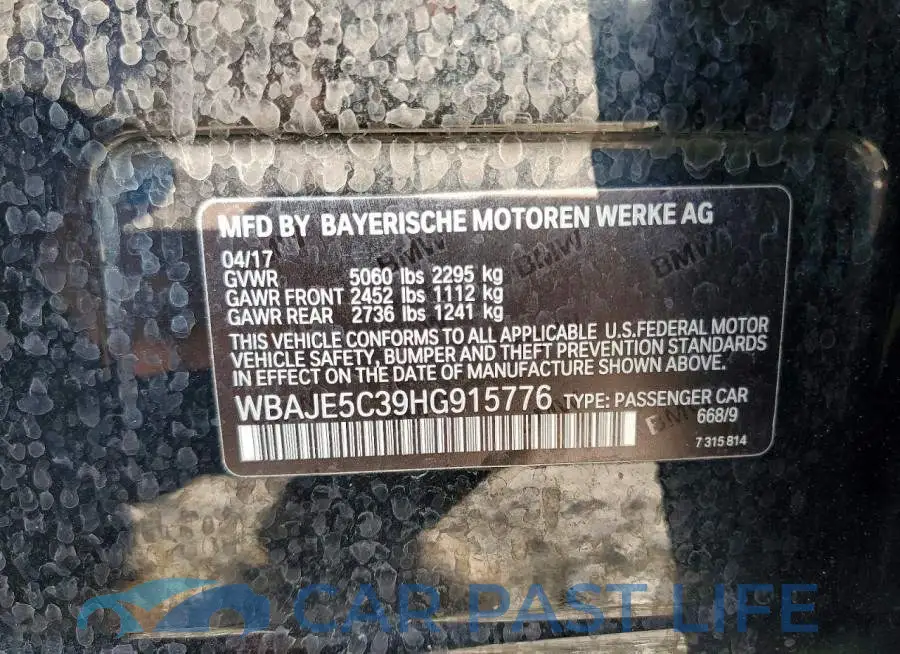 WBAJE5C39HG915776# 12