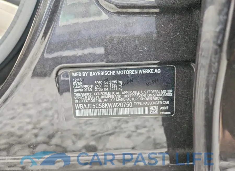 WBAJE5C58KWW20750# 12