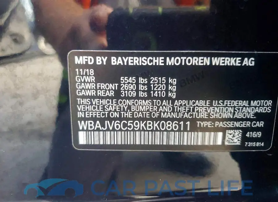 WBAJV6C59KBK08611# 12