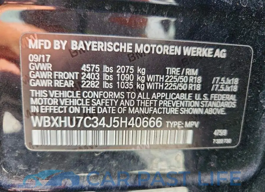 WBXHU7C34J5H40666# 14