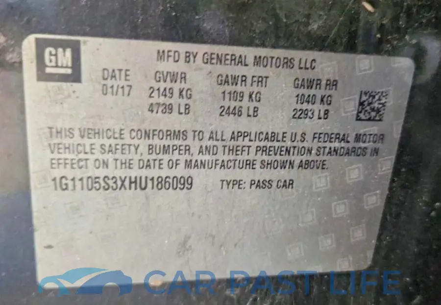1G1105S3XHU186099# 13
