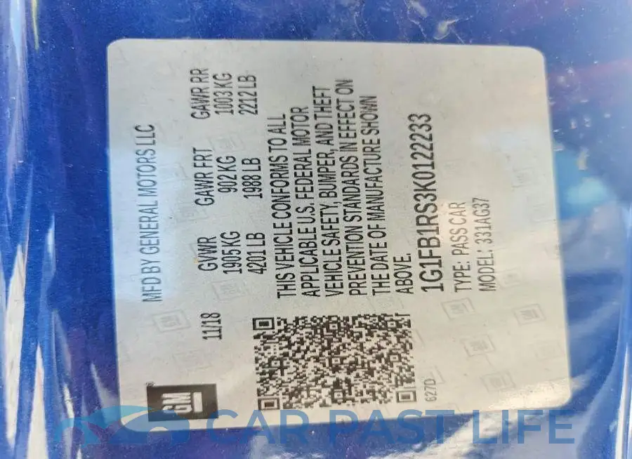 1G1FB1RS3K0122233# 12