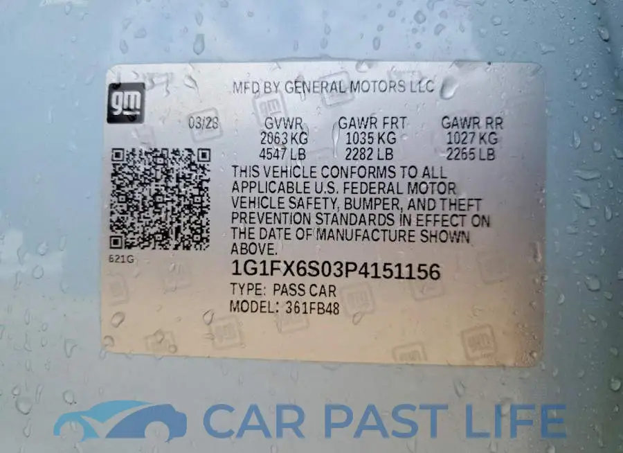 1G1FX6S03P4151156# 12