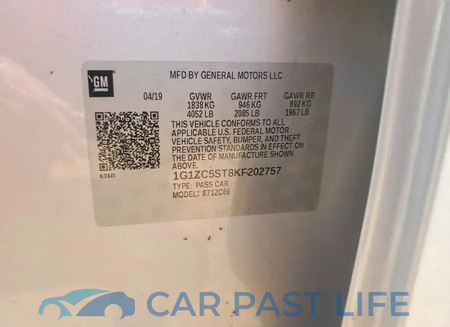 1G1ZC5ST8KF202757# 12