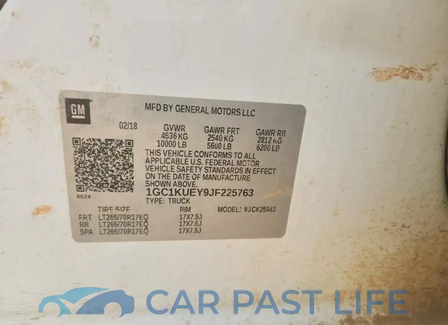1GC1KUEY9JF225763# 12