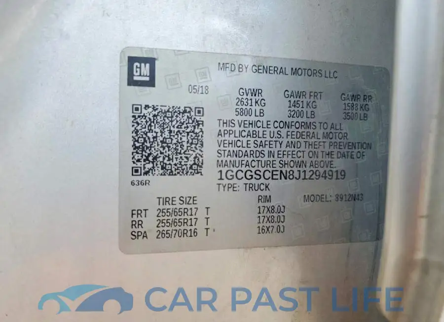 1GCGSCEN8J1294919# 12