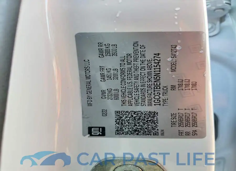 1GCGTBEN5N1154274# 12