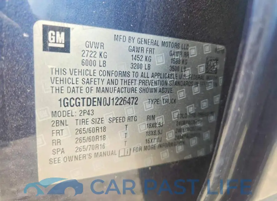 1GCGTDEN0J1226472# 12