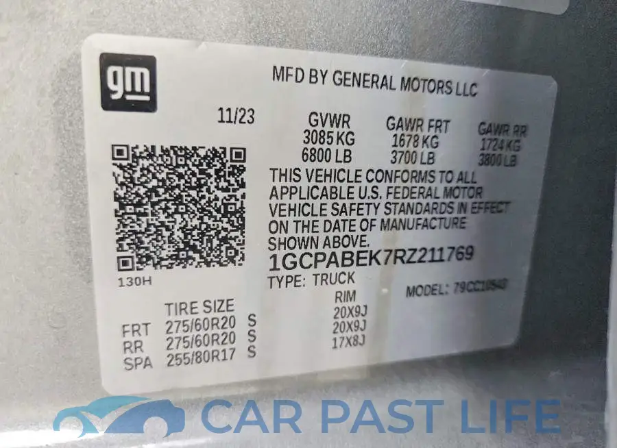 1GCPABEK7RZ211769# 12