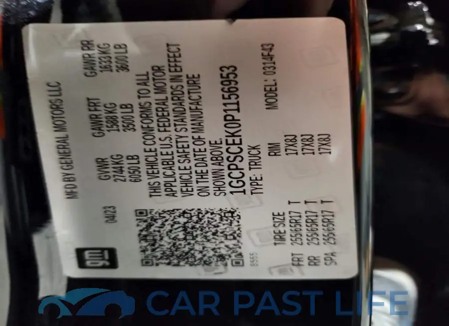 1GCPSCEK0P1156953# 12