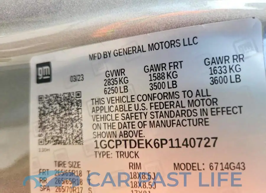 1GCPTDEK6P1140727# 13