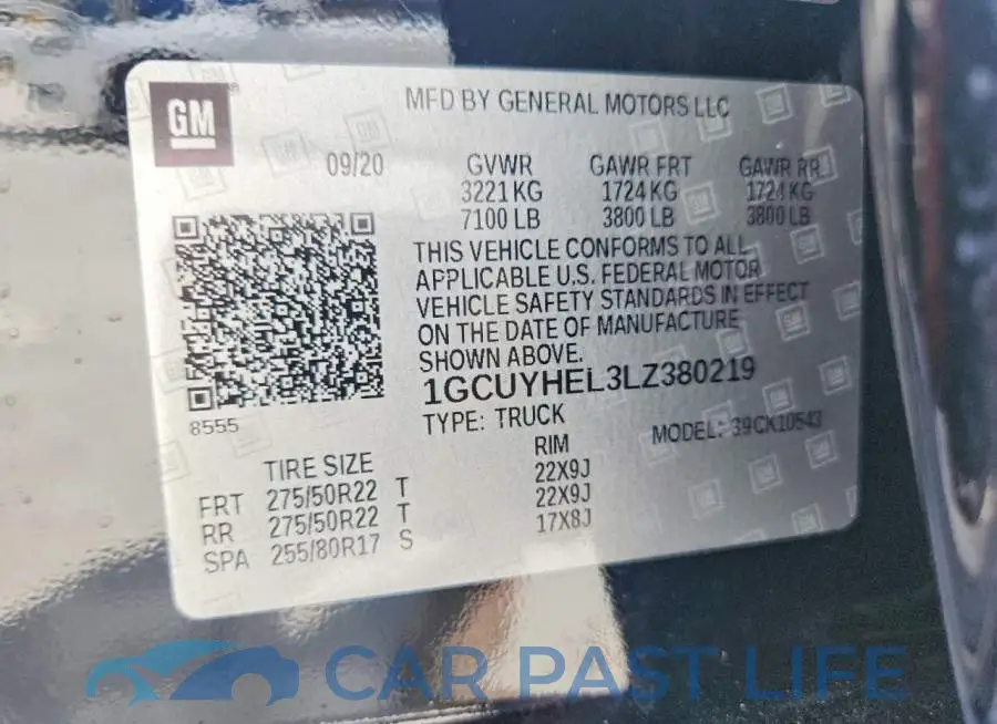 1GCUYHEL3LZ380219# 12